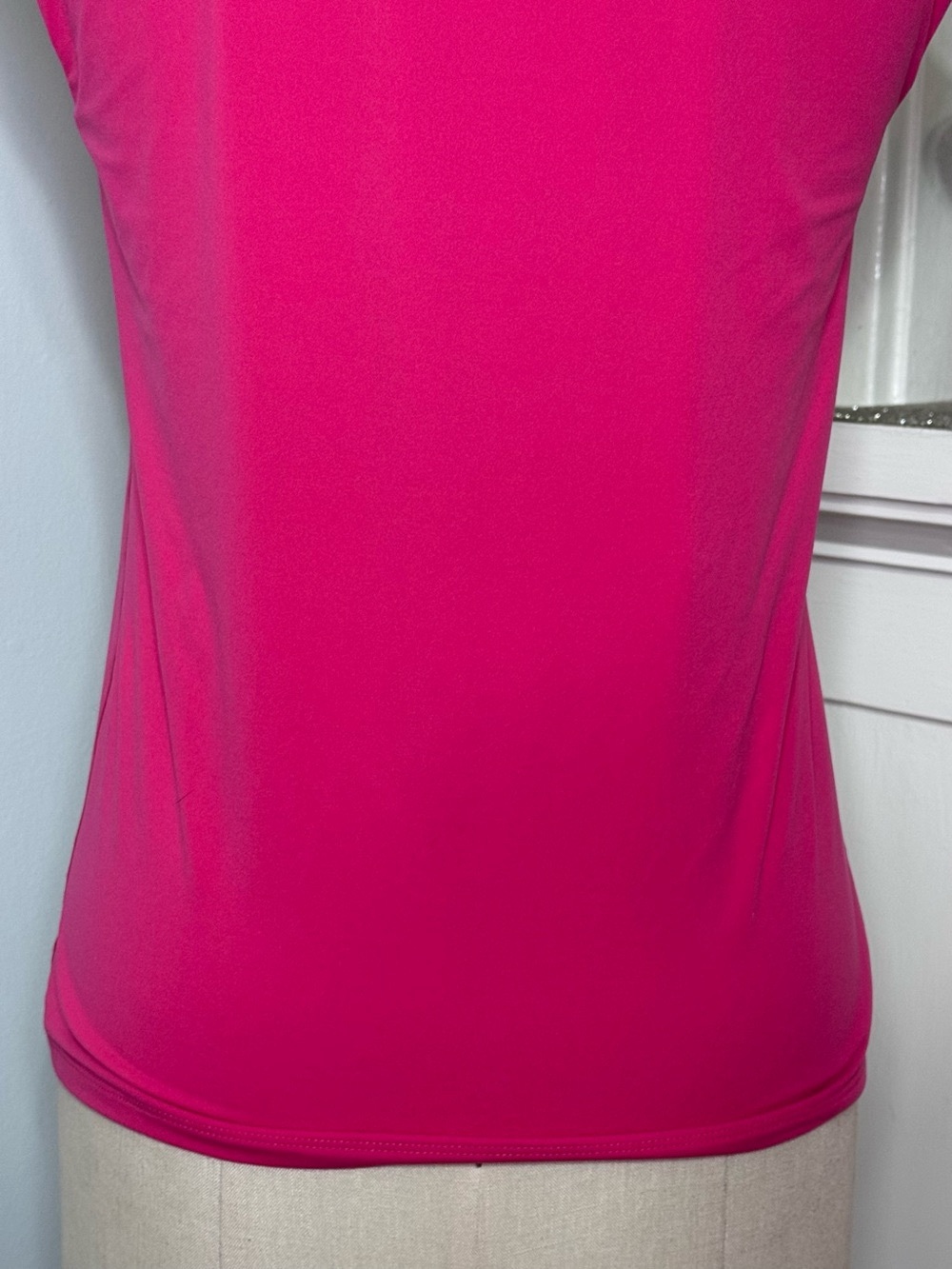 White House Black Market FORME All Ways Stretch Square Neck Top Hot Pink Large - Picture 7 of 8